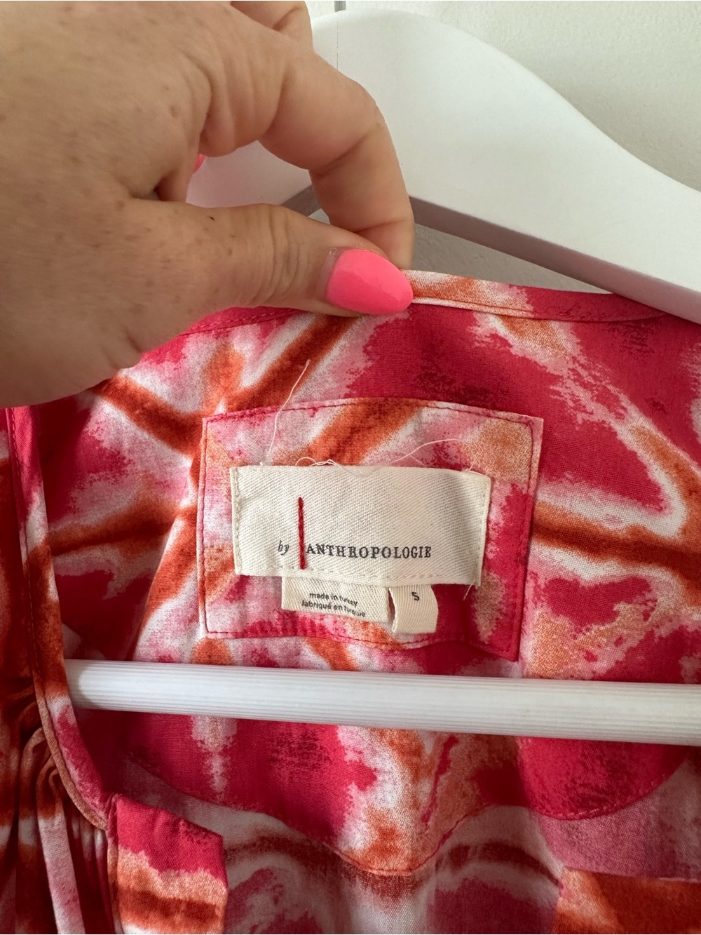 Anthropologie Somerset Mini Dress Size Small Pink White Smocked Printed Dress - Picture 7 of 14